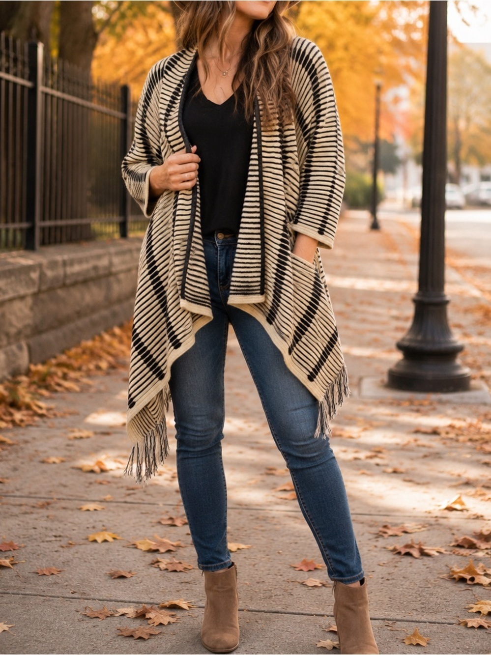 Vertigo cardigan size large long tasseled classy sweater